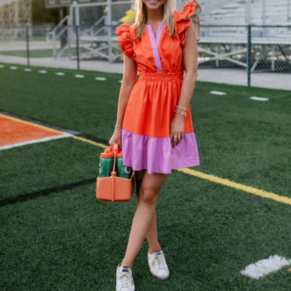 THML Gorgeous Pleather Dress Clemson Tigers Medium NWT - Picture 1 of 8